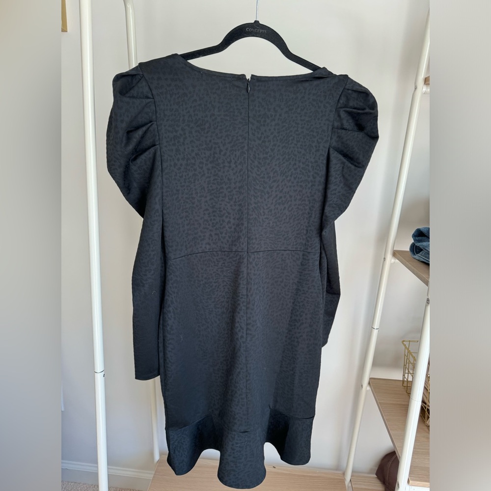 CHELSEA28 /Puff Long Sleeve Jacquard Dress - Picture 8 of 8
